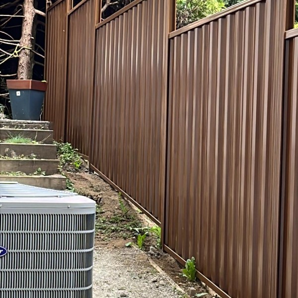 Cedar Wood Colour Metal Fence